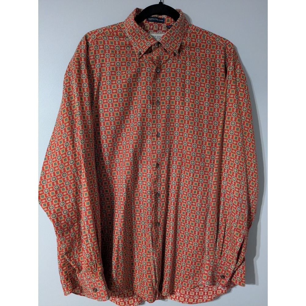 Tuttle Golf Collection 100% Egyptian Cotton Button Down Shirt Size L Made in USA